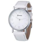 Fako® - Horloge - Geneva - Classic - Zilverkleurig - Wit, Handtassen en Accessoires, Nieuw, Verzenden