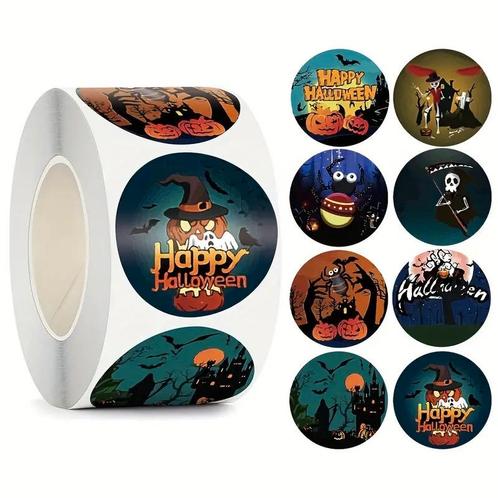 500 stickers labels – happy halloween pompoen 8, Huis en Inrichting, Woonaccessoires | Kunstplanten en Kunstbloemen, Nieuw