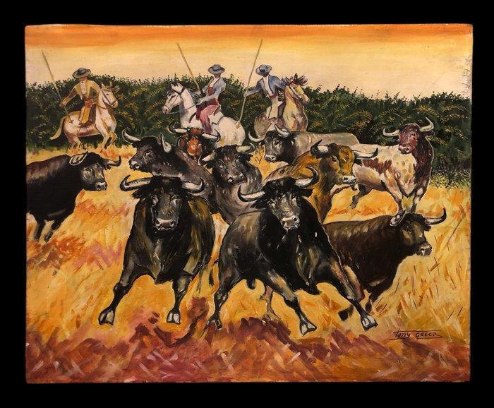 Tony Gréco (1946) - Chez Miura, Antiek en Kunst, Kunst | Schilderijen | Klassiek