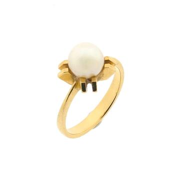 Gouden ring met parel (parel ring, gouden sieraden), Ophalen of Verzenden