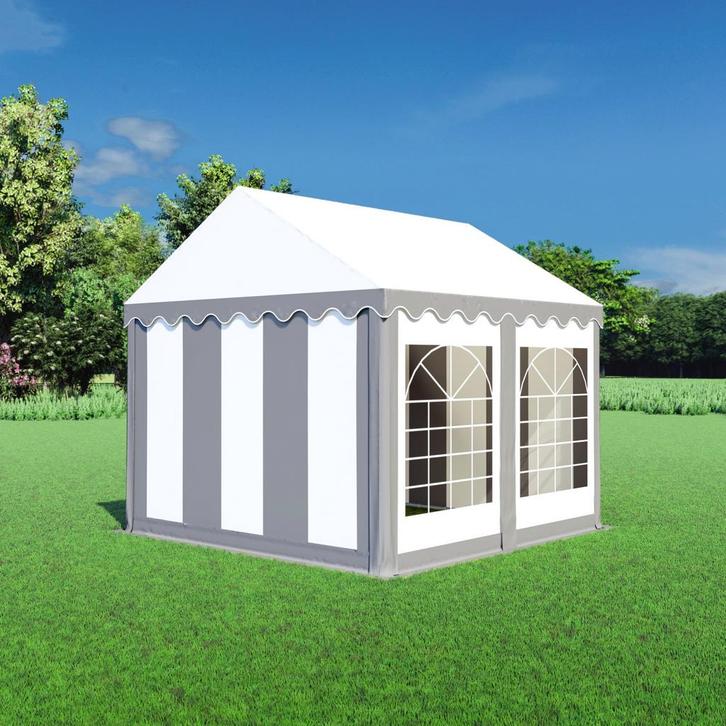Partytent 3x3 PVC - Classic | Grijs / wit, Jardin & Terrasse, Tonnelles, Envoi