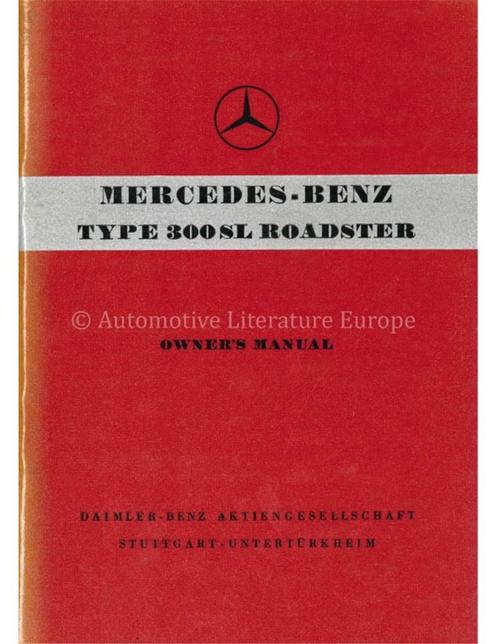 1957 MERCEDES BENZ 300 SL ROADSTER INSTRUCTIEBOEKJE ENGELS, Autos : Divers, Modes d'emploi & Notices d'utilisation