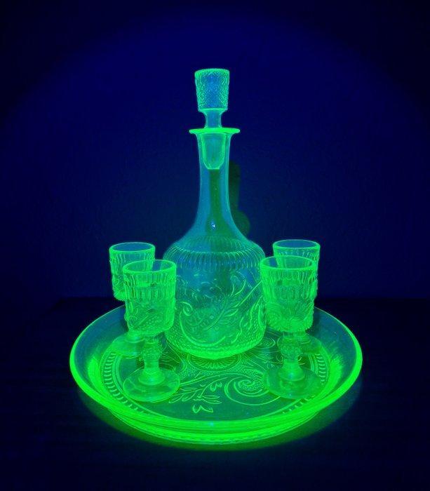 Portieux - Service à digestif en verre uranifère - Service, Antiek en Kunst, Kunst | Designobjecten