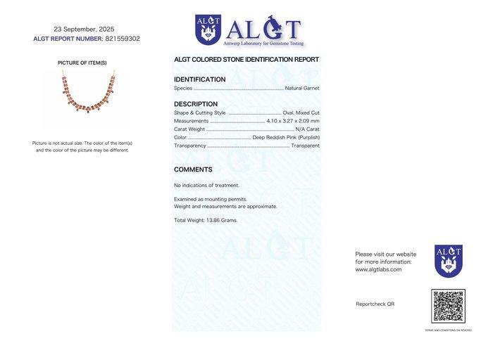 Zonder Minimumprijs - Halsketting Zilver - Garnet -, Handtassen en Accessoires, Kettingen