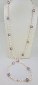 Zonder minimumprijs - Halsketting 6x11mm witte en roze, Handtassen en Accessoires, Nieuw