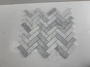 Veiling - Doos 10x marmeren mozaïektegels – Carrara wit beschikbaar voor biedingen
