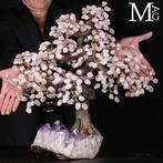 Decoratieve boom op amethistdruse en rozenkwarts - Hoogte: