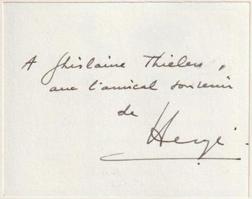 Document - TINTIN - Dédicace Hergé + Signatures Armstrong , beschikbaar voor biedingen