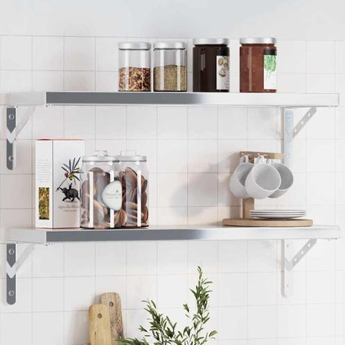 vidaXL Plankdragers 4 st 23,5x2,5x15,5 cm roestvrijstaal, Huis en Inrichting, Kasten | Wandmeubels, Nieuw, Verzenden