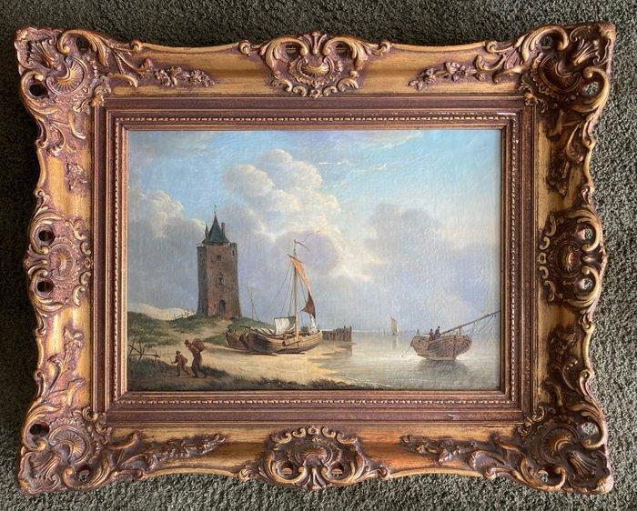 Johannes Hilverdink (1813-1902) - Afgemeerde zielboten, Antiek en Kunst, Kunst | Schilderijen | Klassiek