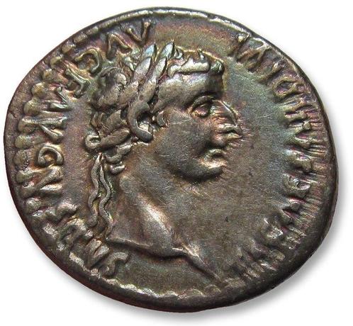 Romeinse Rijk. Tiberius (14-37 n.Chr.). Denarius Lugdunum, Postzegels en Munten, Munten | Europa | Niet-Euromunten