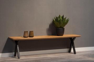 Mangohout Eetkamerbank Emma X-poot 180x40, Verzenden