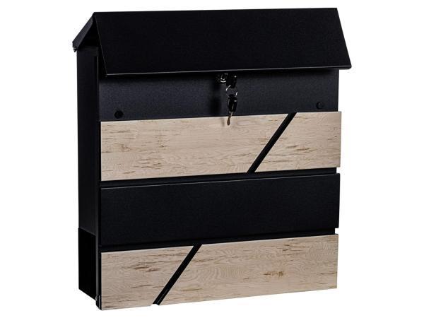 Veiling - STILISTA Wandbrievenbus, houtlook, zwart en hout, Tuin en Terras, Brievenbussen