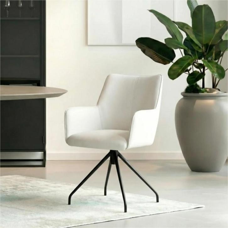 Leren eetkamerstoel Wave - Toledo Purewhite (wit) -, Huis en Inrichting, Stoelen, Wit, Nieuw, Leer, Ophalen of Verzenden