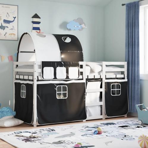 vidaXL Stapelbed met gordijnen 90x200 cm grenenhout wit en, Huis en Inrichting, Slaapkamer | Bedden, Nieuw, Verzenden
