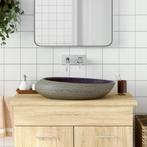 vidaXL Opzetwasbak ovaal 59x40x14 cm keramiek paars en grijs, Doe-het-zelf en Bouw, Verzenden, Nieuw