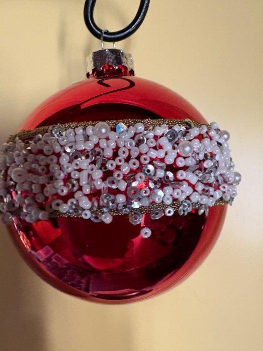 Esse: 9 kerstballen italiaans design, glas, rood met, Diversen, Kerst