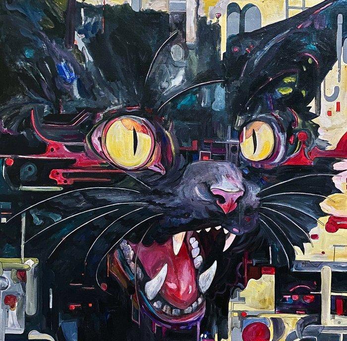 Roger Haus -  - Black Cat - XL, Antiek en Kunst, Kunst | Schilderijen | Modern