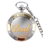 Fako® - Zakhorloge - XXL - The Greatest Dad - Ø 47mm -, Handtassen en Accessoires, Horloges | Heren, Verzenden, Nieuw