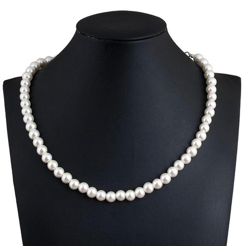 Fako Bijoux® - Parelketting - 8mm - Parelmoer - Acryl - Wit, Handtassen en Accessoires, Kettingen, Verzenden