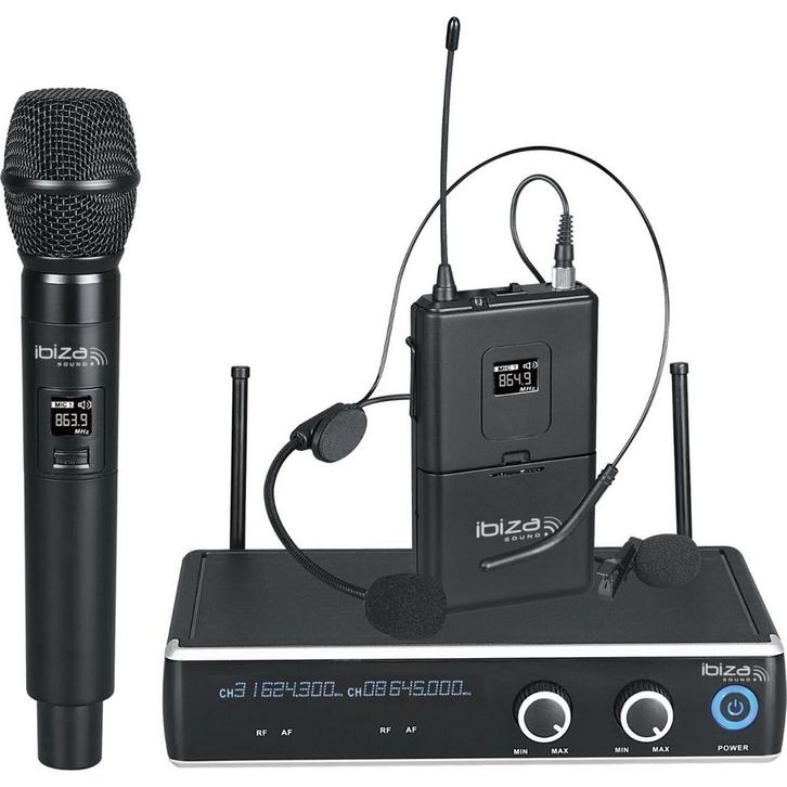 Ibiza DR20UHF-HB 2-kanaals UHF Ontvanger Met Hand, Headset, Muziek en Instrumenten, Microfoons