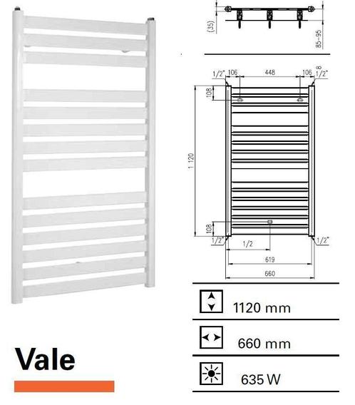 Designradiator Vale 1120 x 660 mm Wit Structuur, Doe-het-zelf en Bouw, Sanitair, Bad, Nieuw, Ophalen of Verzenden