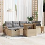 vidaXL Tuinbank Set met kussen met opslag 7 pcs Beige Poly, Tuin en Terras, Verzenden, Nieuw