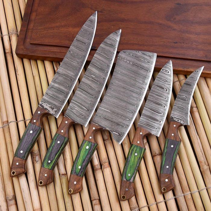 Keukenmes - Chefs knife - gevouwen staal, hout en, Antiek en Kunst, Antiek | Keukengerei