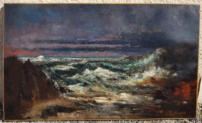 Gustave Courbet (1819-1877), Werkplaats van - La vague, Antiek en Kunst, Kunst | Schilderijen | Klassiek