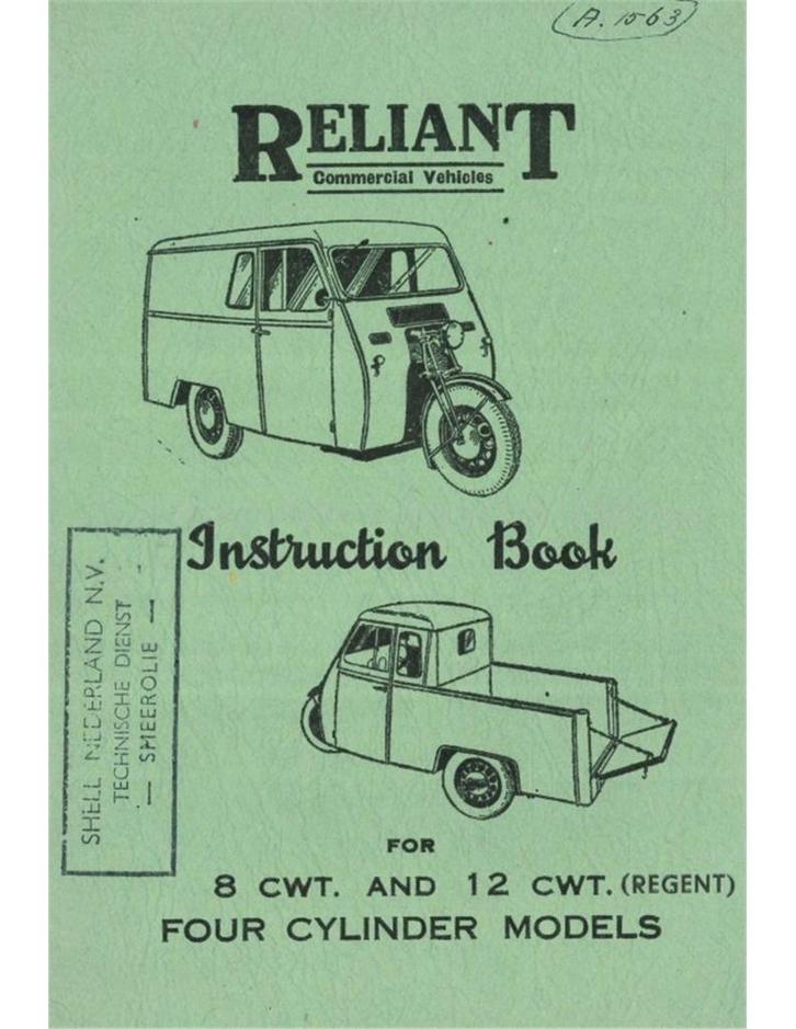 1947 RELIANT 8 CWT | 12 CWT (REGENT) INSTRUCTIEBOEKJE, Auto diversen, Handleidingen en Instructieboekjes