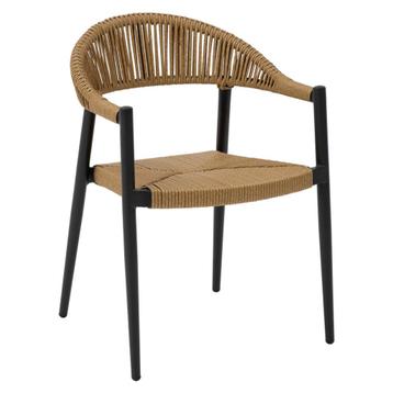 Stoel | VOLGA | Aluminium Rotan/Aluminium | Naturel | Zwart, Verzenden, Nieuw in verpakking