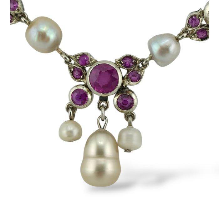 Halsketting - 14 karaat 14K gouden ketting met natuurlijke, Bijoux, Sacs & Beauté, Colliers