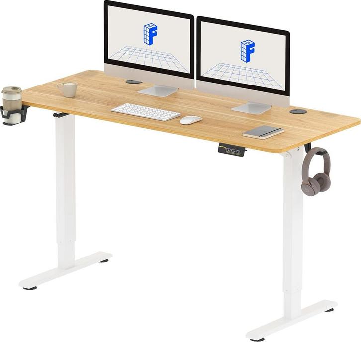 Zit sta bureau - Elektrisch - Verstelbaar - 140 x 60 cm - QE, Huis en Inrichting, Bureaus, Nieuw, Verzenden