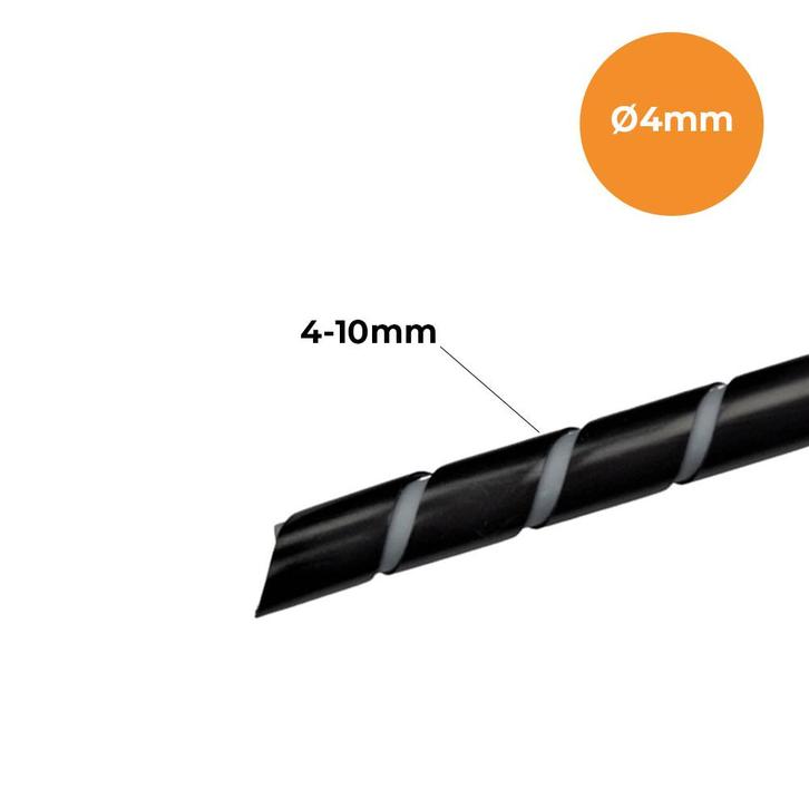 Spiraalband Zwart, 4mm, Auto-onderdelen, Elektronica en Kabels, Ophalen of Verzenden