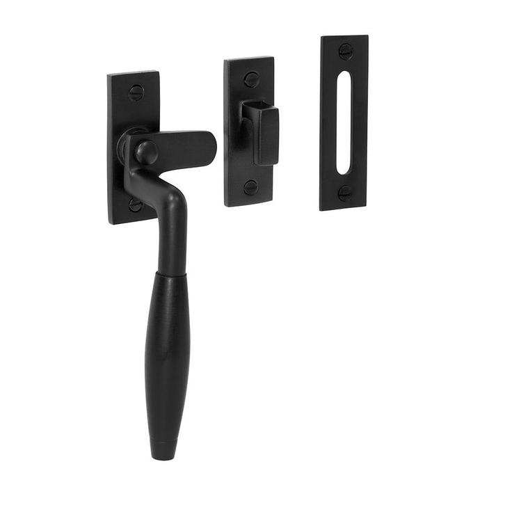 Klassiek Raamsluiting, verstevigd, mat zwart, links, Doe-het-zelf en Bouw, Hang- en Sluitwerk, Schuif of Grendel, Nieuw, Koper of Messing