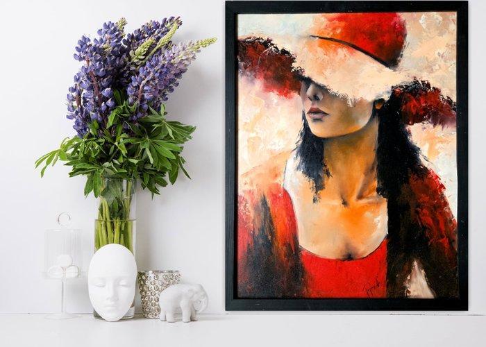 Robert Popczyk - In a hat, Antiek en Kunst, Kunst | Schilderijen | Modern