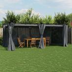 vidaXL Prieel met gordijnen 6x3 m staal antracietkleurig, Tuin en Terras, Verzenden, Nieuw