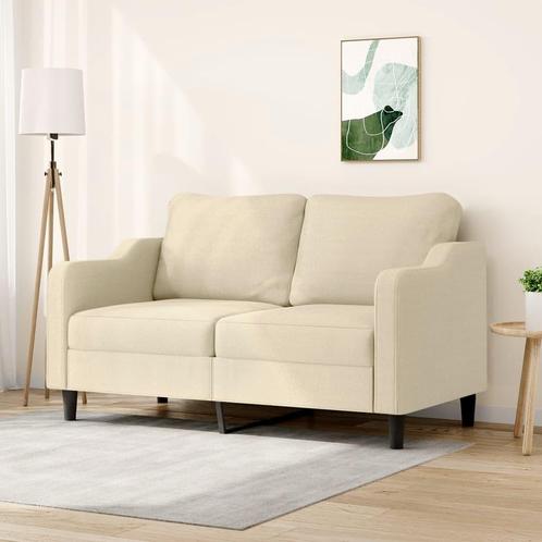 vidaXL Tweezitsbank 140 cm stof crèmekleurig, Huis en Inrichting, Zetels | Zetels, Nieuw, Verzenden