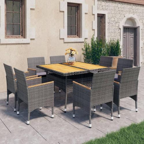 vidaXL Ensemble à manger de jardin 9 pcs Résine tressée, Jardin & Terrasse, Ensembles de jardin, Neuf, Envoi