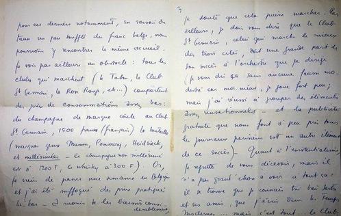 Boris Vian (1920-1959), écrivain. - Belle lettre autographe, Verzamelen, Film en Tv
