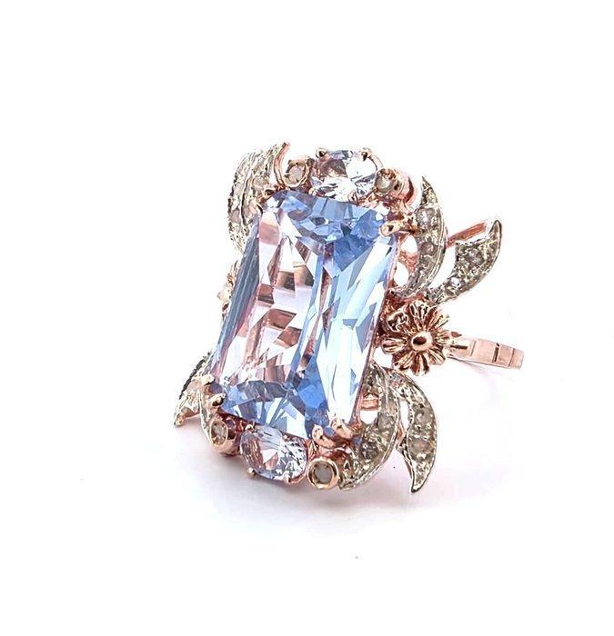 Zonder Minimumprijs - Ring - 9 kt. Roségoud, Zilver Topaas -, Handtassen en Accessoires, Ringen