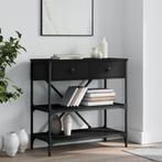 vidaXL Wandtafel 75x34,5x75 cm bewerkt hout zwart, Huis en Inrichting, Tafels | Bijzettafels, Verzenden, Nieuw