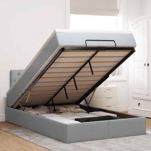 vidaXL Bed met matras 120x200 cm stof lichtgrijs, Huis en Inrichting, Slaapkamer | Bedden, Nieuw, Verzenden