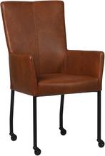 Cognac leren moderne eetkamerstoel - met armleuning poot, Huis en Inrichting, Stoelen, Overige kleuren, Nieuw, Leer, Ophalen of Verzenden
