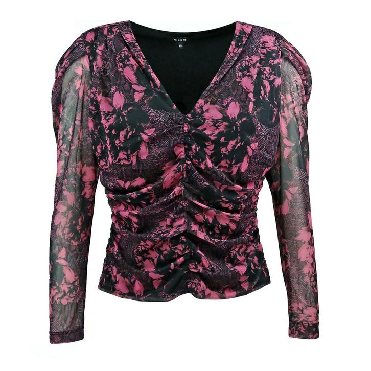 Nikkie • top Augusta bloemenprint • 42, Kleding | Dames, Blouses en Tunieken, Zwart, Nieuw, Maat 42/44 (L), Verzenden