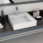 vidaXL Lavabo 50x50x12,3 cm Fonte minérale/marbre Blanc, Bricolage & Construction, Neuf, Verzenden