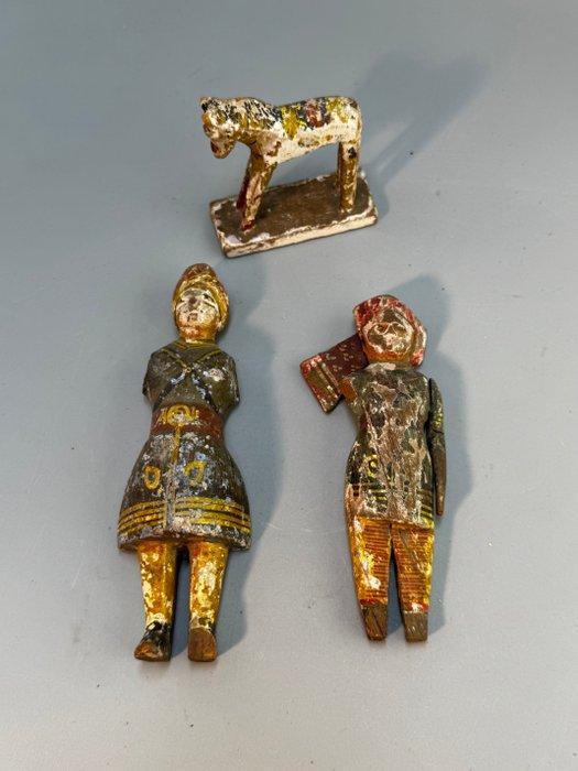 Unknown Manufacturer - Speelgoed - 3x Folk Wooden Painted, Antiek en Kunst, Antiek | Speelgoed