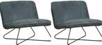 Set van 2 Blauwe leren industriële fauteuils zonder, Nieuw, 75 tot 100 cm, Leer, Ophalen of Verzenden