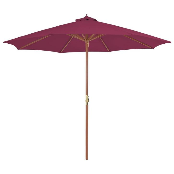 vidaXL Parasol met houten paal 300 cm bordeauxrood, Tuin en Terras, Parasols, Nieuw, Verzenden