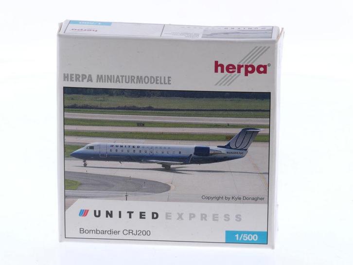Schaal 1:500 Herpa 514439 United Express Bombardier CRJ20..., Hobby & Loisirs créatifs, Modélisme | Avions & Hélicoptères, Enlèvement ou Envoi